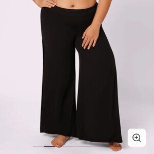 NWOT - Comfort Rib Wide Leg Slit Pants | Lush Rib - Black